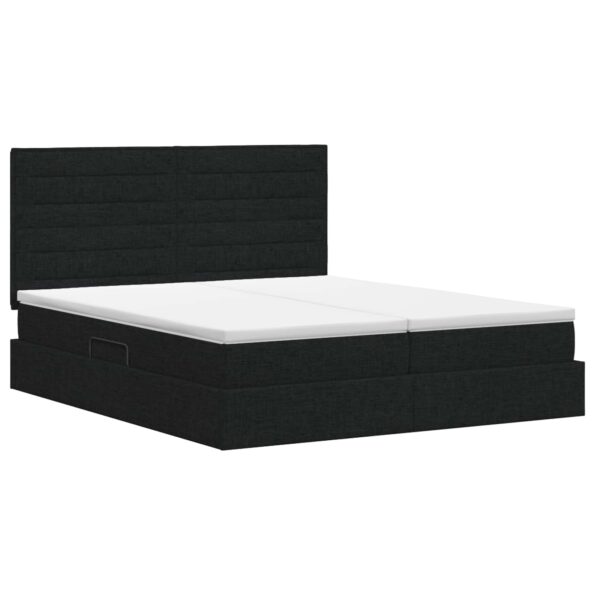 vidaXL Úložná posteľ s čelnou doskou Čierna 180 x 200 cm Látka – Obrázok 8