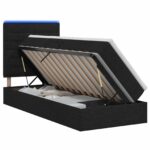 vidaXL LED úložná posteľ s matracom Čierna 90 x 200 cm Látka