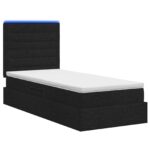 vidaXL LED úložná posteľ s matracom Čierna 90 x 200 cm Látka – Obrázok 7