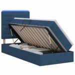 vidaXL LED úložná posteľ s matracom Modrá 90 x 200 cm Látka