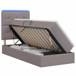 vidaXL LED úložná posteľ s matracom Sivohnedá 90 x 200 cm Látka