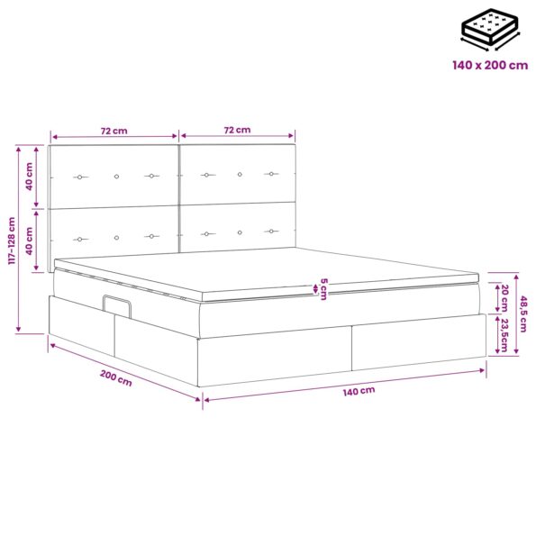 vidaXL LED úložná posteľ s matracom Modrá 140 x 200 cm Látka – Obrázok 12