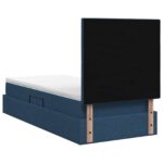 vidaXL LED úložná posteľ s matracom Modrá 100 x 200 cm Látka – Obrázok 8