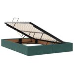 vidaXL LED úložná posteľ s matracom Tmavozelená 140 x 200 cm Zamat – Obrázok 4