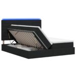 vidaXL LED úložná posteľ s matracom Čierna 180 x 200 cm Látka