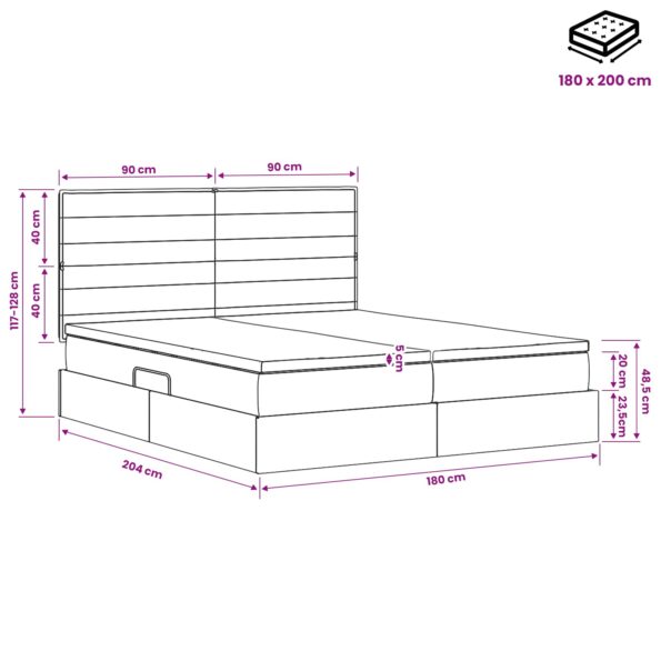 vidaXL LED úložná posteľ s matracom Modrá 180 x 200 cm Látka – Obrázok 12