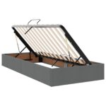 vidaXL LED úložná posteľ s matracom Tmavosivá 200 x 200 cm Látka – Obrázok 4
