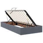 vidaXL LED úložná posteľ s matracom Tmavosivá 180 x 200 cm Zamat – Obrázok 4