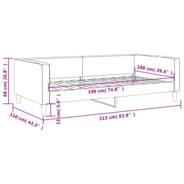 vidaXL Denná posteľ svetlosivá 100x190 cm látka – Obrázok 8