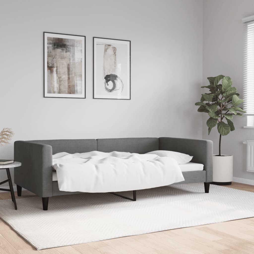 353999_1.jpg vidaXL Denná posteľ tmavosivá 100x190 cm látka – Obrázok 1
