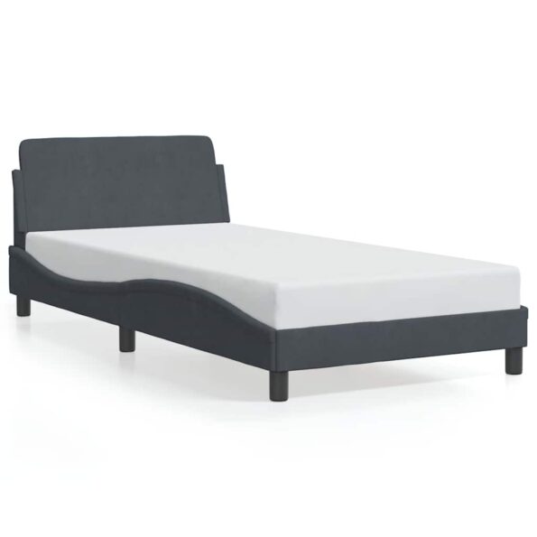 vidaXL Rám postele Dover tmavosivý 100x190 cm zamat – Obrázok 2