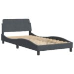 vidaXL Rám postele Dover tmavosivý 100x190 cm zamat – Obrázok 3