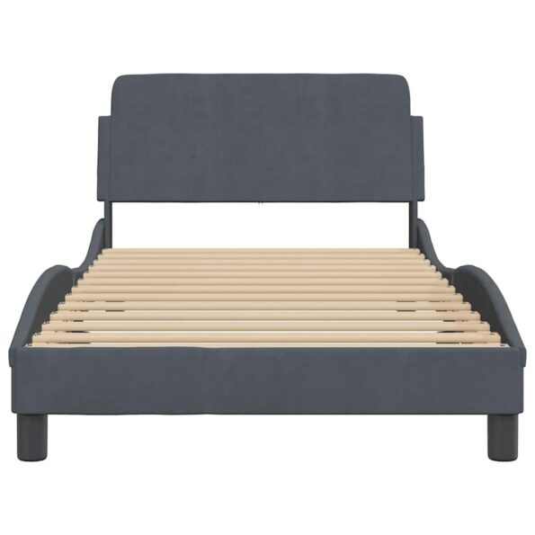 vidaXL Rám postele Dover tmavosivý 100x190 cm zamat – Obrázok 4
