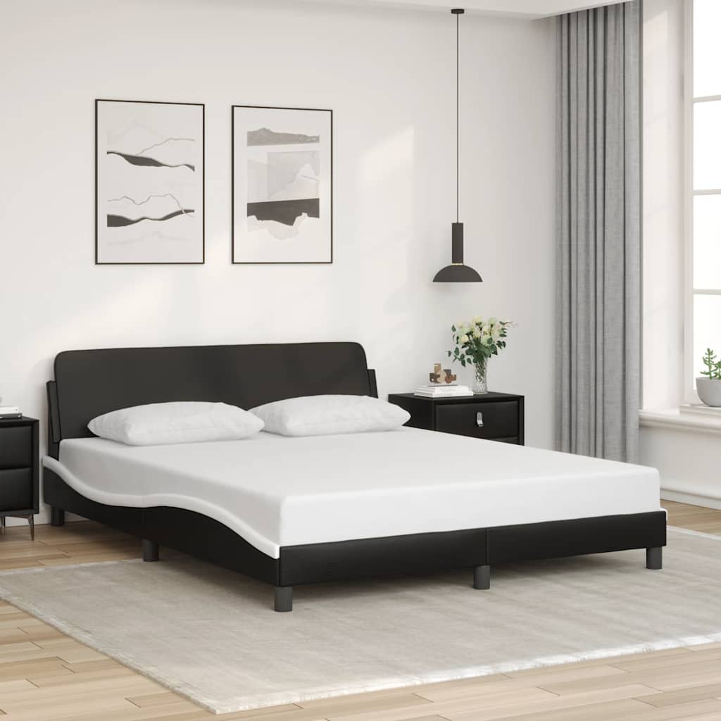 373296_1.jpg vidaXL Rám postele Dover čierno-biely 152x203 cm umelá koža – Obrázok 1