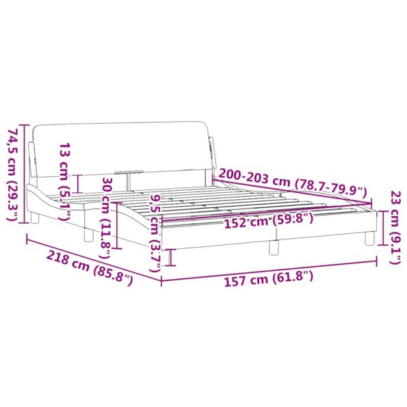 vidaXL Rám postele Dover čierno-biely 152x203 cm umelá koža – Obrázok 10