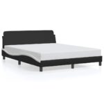 vidaXL Rám postele Dover čierno-biely 152x203 cm umelá koža – Obrázok 2