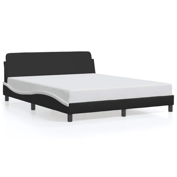 vidaXL Rám postele Dover čierno-biely 152x203 cm umelá koža – Obrázok 2
