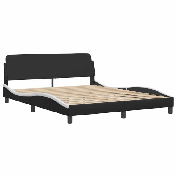 vidaXL Rám postele Dover čierno-biely 152x203 cm umelá koža – Obrázok 3