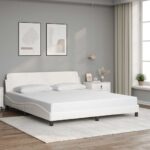 vidaXL Rám postele Dover biely 183x213 cm umelá koža