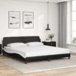 vidaXL Rám postele Dover čierny a biely 183x213 cm umelá koža