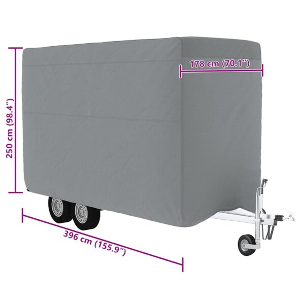 vidaXL Kryt na konský príves, sivý, 396x178x250 cm, netkaná látka – Obrázok 10