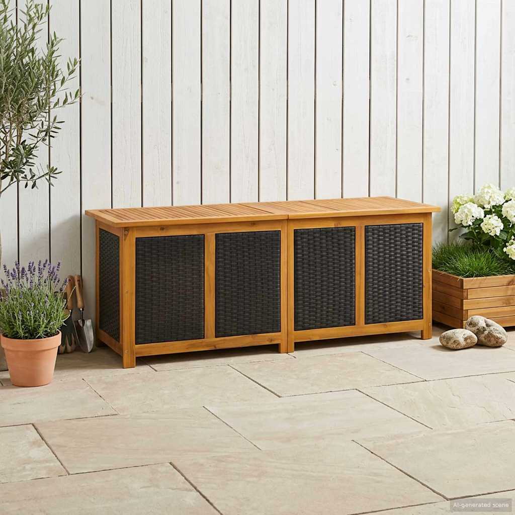 42002711_1.jpg vidaXL Úložná krabica do záhrady 243 L Pevné akáciové drevo Čierna – Obrázok 1