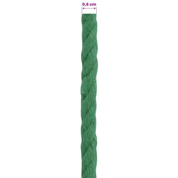 vidaXL Lano Zelená 0,6 x 0,6 x 5000 cm Bavlna – Obrázok 5