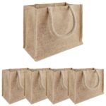 vidaXL Jutové tašky 5 pcs Prírodná 26 x 22 x 14 cm 100% Tossa juta