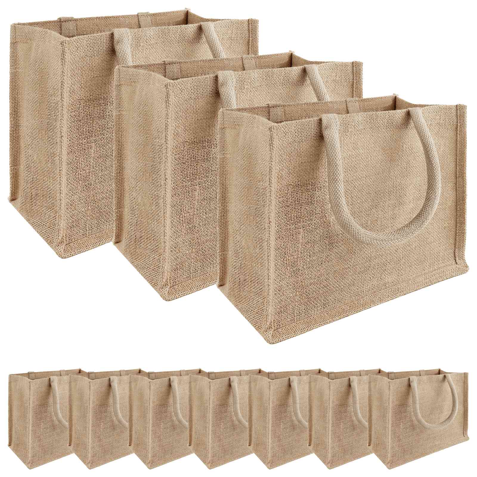 42012273_1.jpg vidaXL Jutové tašky 10 pcs Prírodná 26 x 22 x 14 cm 100% Tossa juta – Obrázok 1