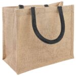 vidaXL Jutové tašky 10 pcs Prírodná a čierna 26 x 22 x 14 cm – Obrázok 2