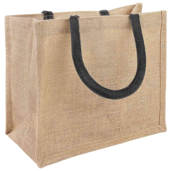 vidaXL Jutové tašky 10 pcs Prírodná a čierna 26 x 22 x 14 cm – Obrázok 2