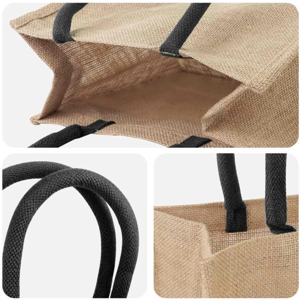 vidaXL Jutové tašky 10 pcs Prírodná a čierna 26 x 22 x 14 cm – Obrázok 3