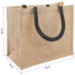 vidaXL Jutové tašky 10 pcs Prírodná a čierna 26 x 22 x 14 cm – Obrázok 4