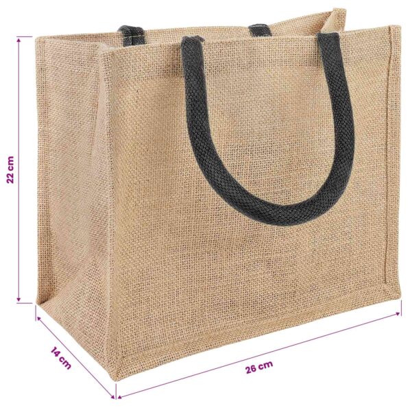 vidaXL Jutové tašky 10 pcs Prírodná a čierna 26 x 22 x 14 cm – Obrázok 4