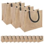 vidaXL Jutové tašky 50 pcs Prírodná a čierna 26 x 22 x 14 cm