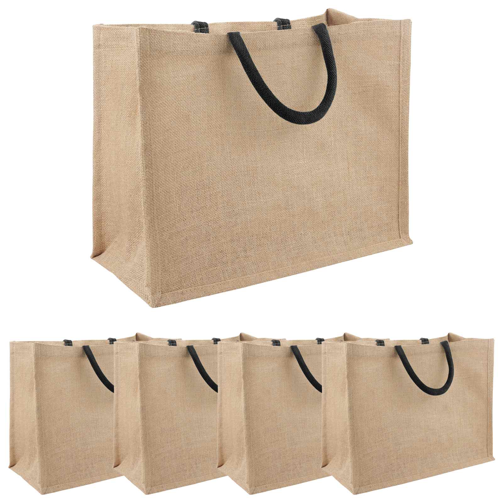 42012281_1.jpg vidaXL Jutové tašky 5 pcs Prírodná a čierna 42 x 33 x 19 cm – Obrázok 1