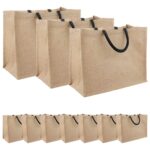 vidaXL Jutové tašky 10 pcs Prírodná a čierna 42 x 33 x 19 cm