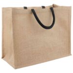 vidaXL Jutové tašky 10 pcs Prírodná a čierna 42 x 33 x 19 cm – Obrázok 2