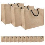 vidaXL Jutové tašky 50 pcs Prírodná a čierna 42 x 33 x 19 cm