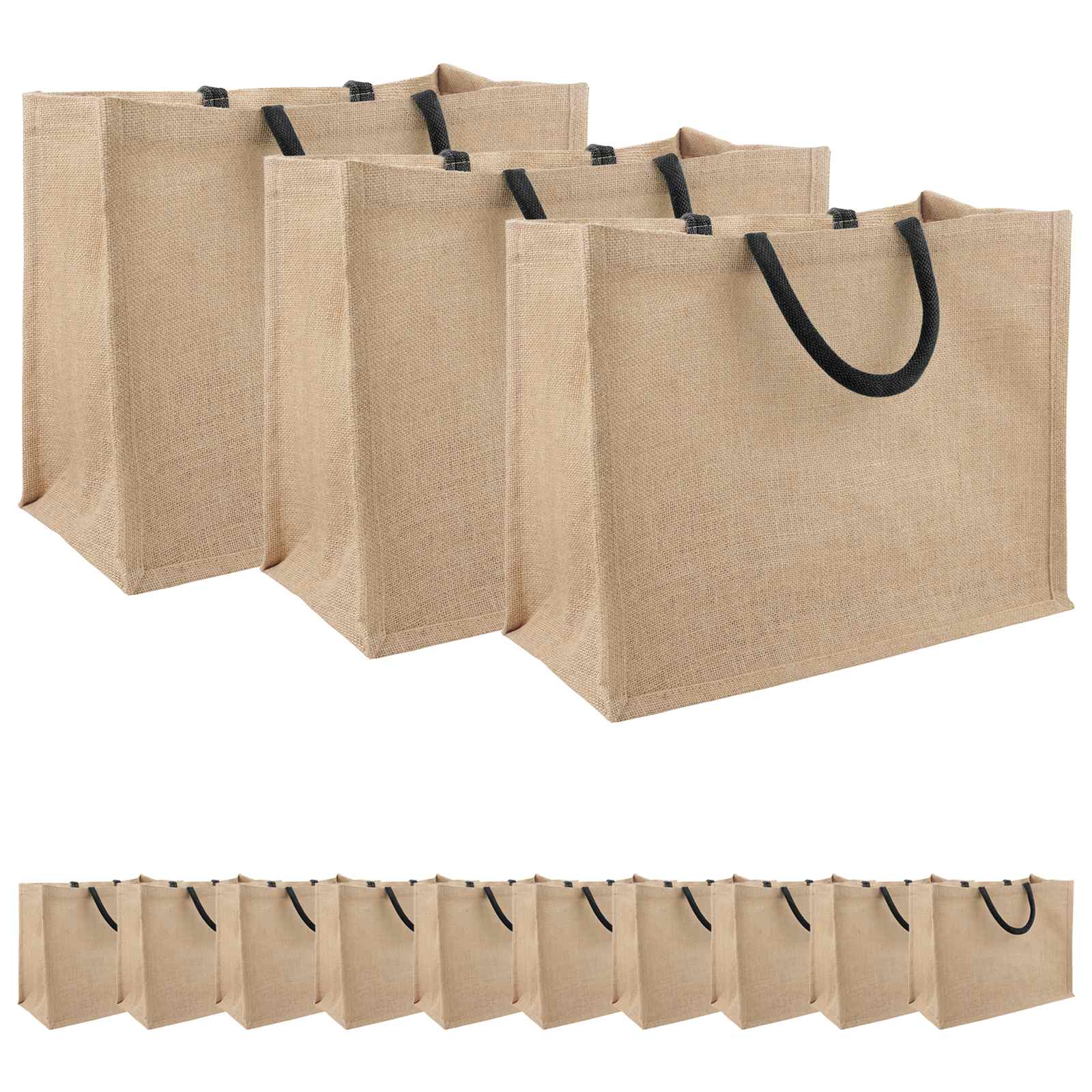 42012283_1.jpg vidaXL Jutové tašky 50 pcs Prírodná a čierna 42 x 33 x 19 cm – Obrázok 1