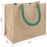 vidaXL Jutové tašky 5 pcs Prírodná a zelená 26 x 22 x 14 cm – Obrázok 4
