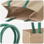 vidaXL Jutové tašky 10 pcs Prírodná a zelená 26 x 22 x 14 cm – Obrázok 3