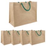 vidaXL Jutové tašky 5 pcs Prírodná a zelená 42 x 33 x 19 cm
