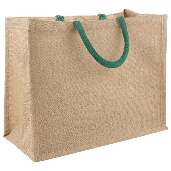 vidaXL Jutové tašky 5 pcs Prírodná a zelená 42 x 33 x 19 cm – Obrázok 2