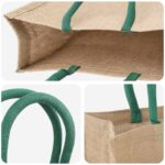 vidaXL Jutové tašky 10 pcs Prírodná a zelená 42 x 33 x 19 cm – Obrázok 3