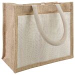 vidaXL Jutové tašky s vreckom 5 pcs Prírodná a biela 26 x 22 x 14 cm – Obrázok 2