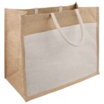 vidaXL Jutové tašky s vreckom 5 pcs Prírodná a biela 42 x 33 x 19 cm – Obrázok 2