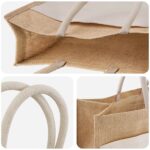 vidaXL Jutové tašky s vreckom 5 pcs Prírodná a biela 42 x 33 x 19 cm – Obrázok 3
