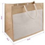 vidaXL Jutové tašky s vreckom 5 pcs Prírodná a biela 42 x 33 x 19 cm – Obrázok 4