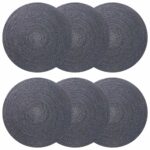 vidaXL Jutové podložky 6 pcs Tmavosivá Ø 30 cm 100% Tossa juta